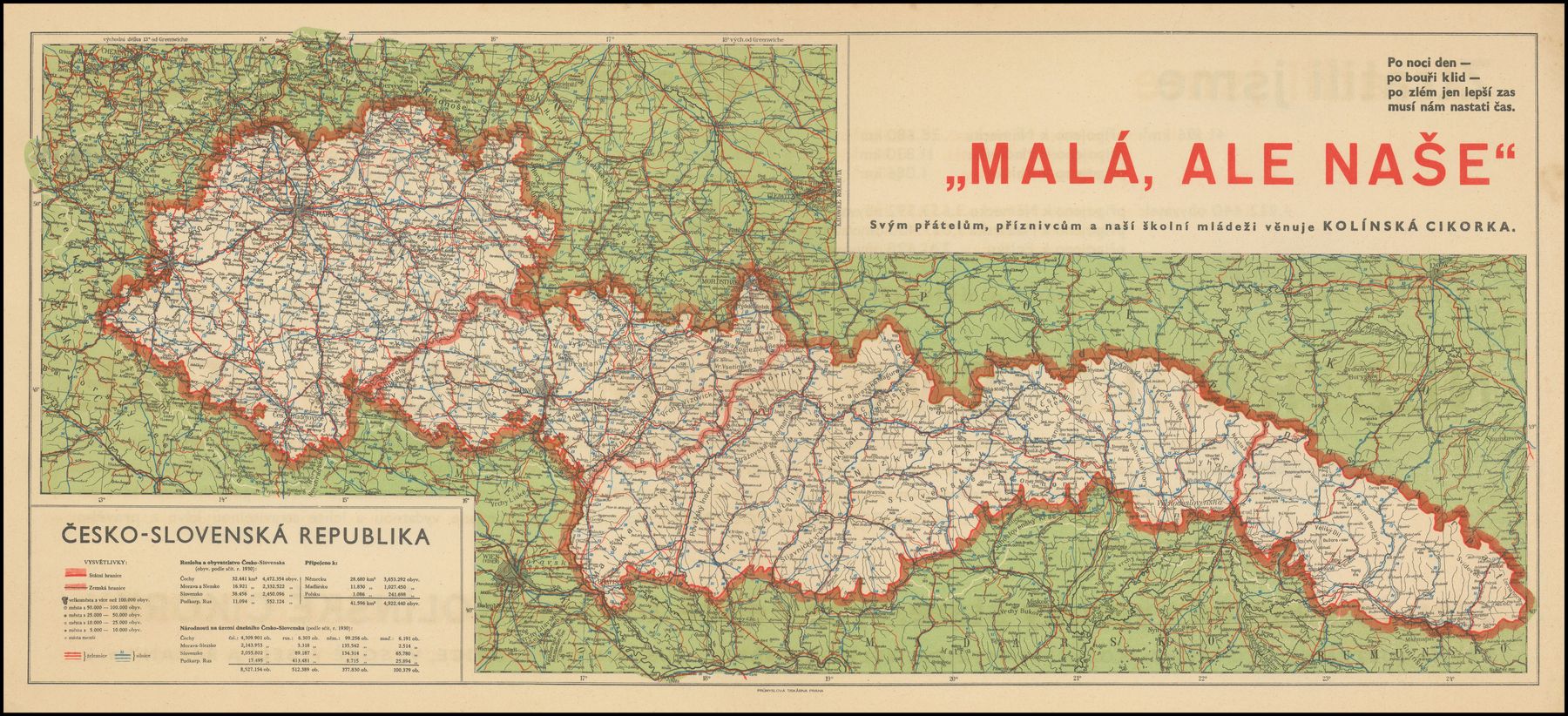 1938 map of the Second Czechoslovak Republic after the Munich Agreement
